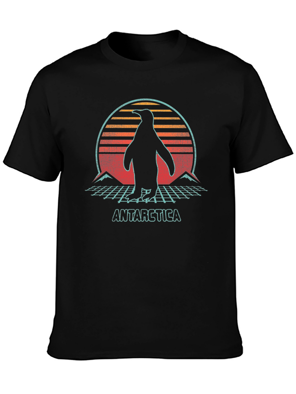 Retro Antarctica Penguin Graphic Tee - Black
