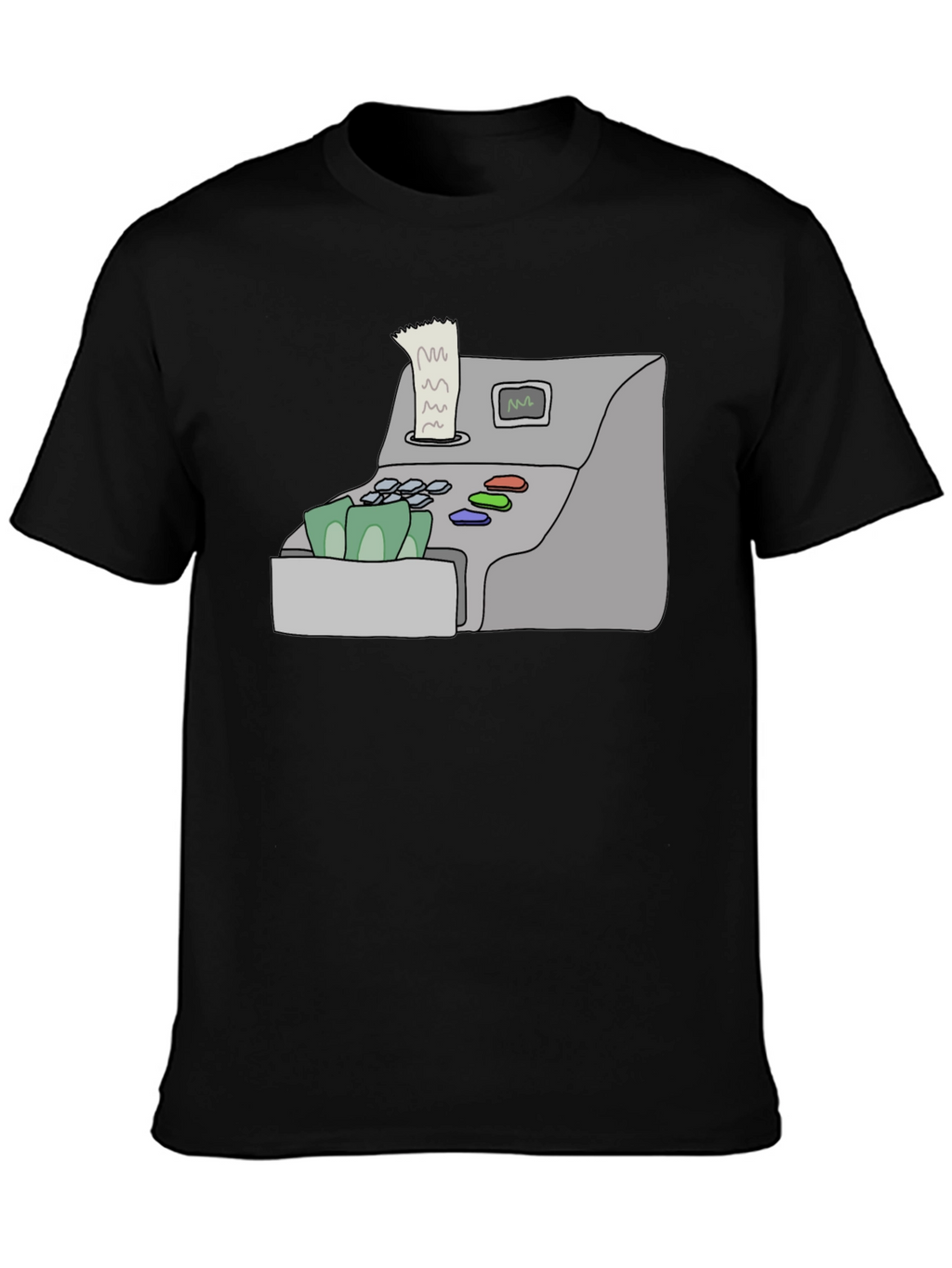 Cash Register Graphic Tee - Black Cotton Shirt