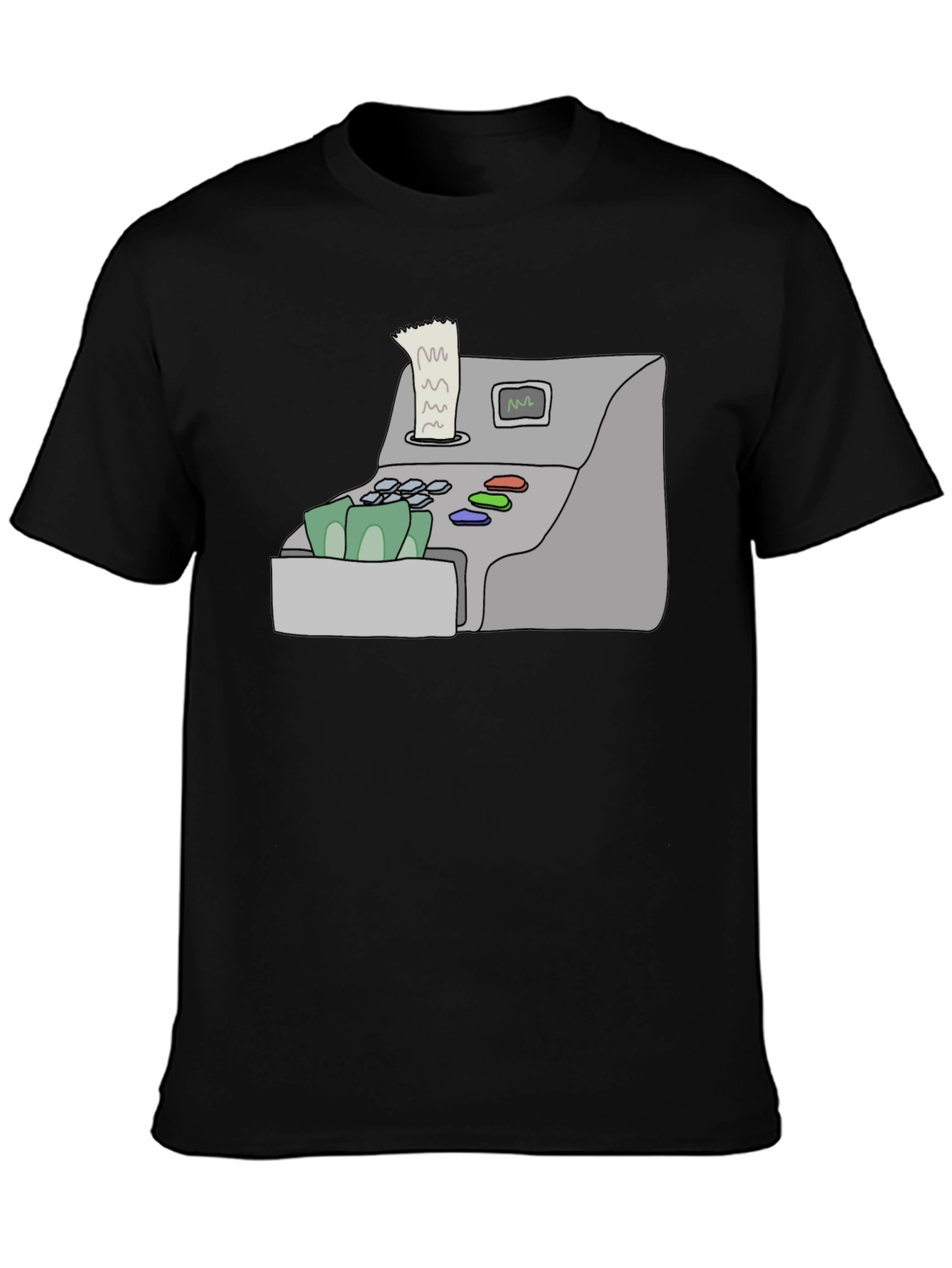 Cash Register Graphic Tee - Black Cotton Shirt