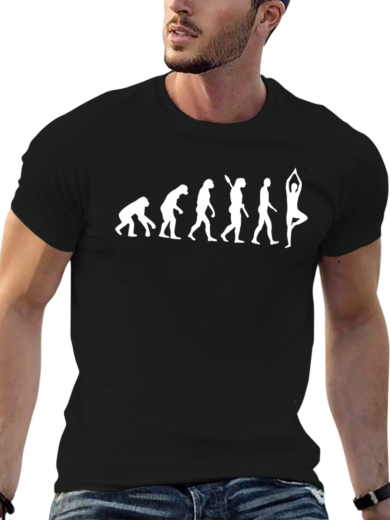 Yoga Evolution Graphic Tee - Black Cotton T-Shirt