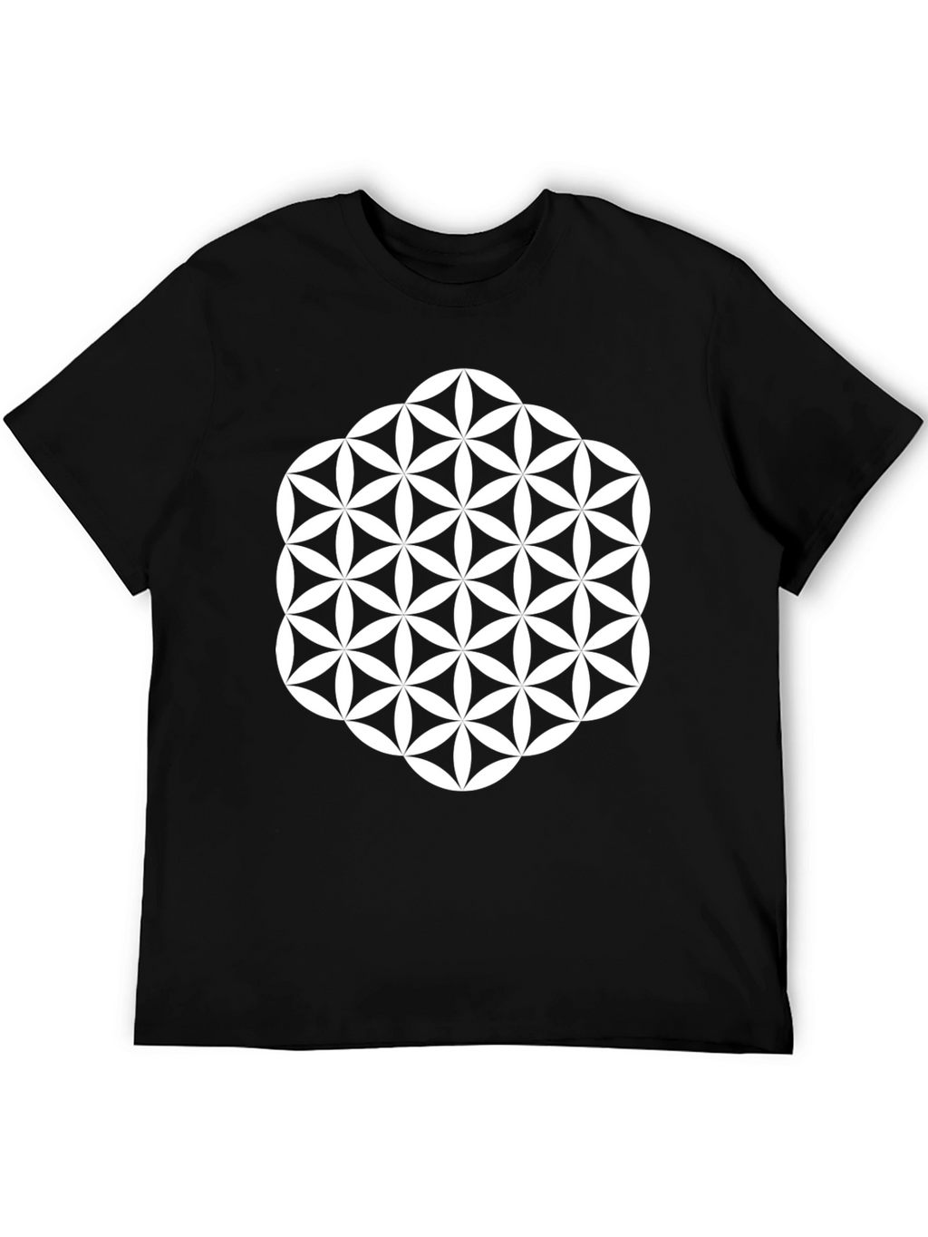Geometric Flower of Life Graphic Tee - Black