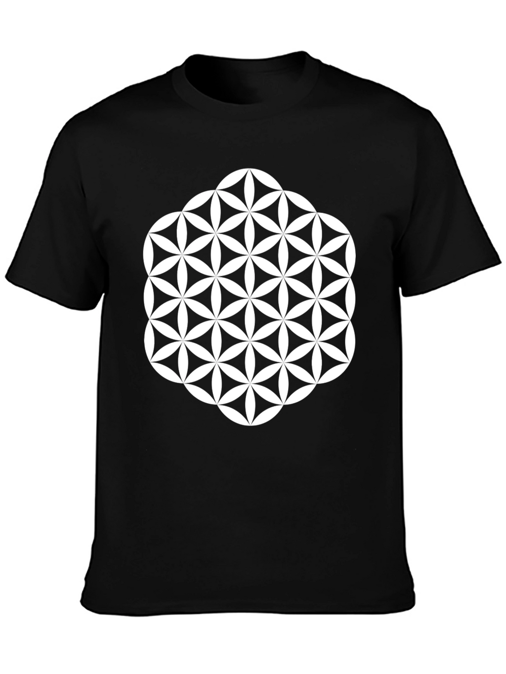 Geometric Flower of Life Graphic Tee - Black