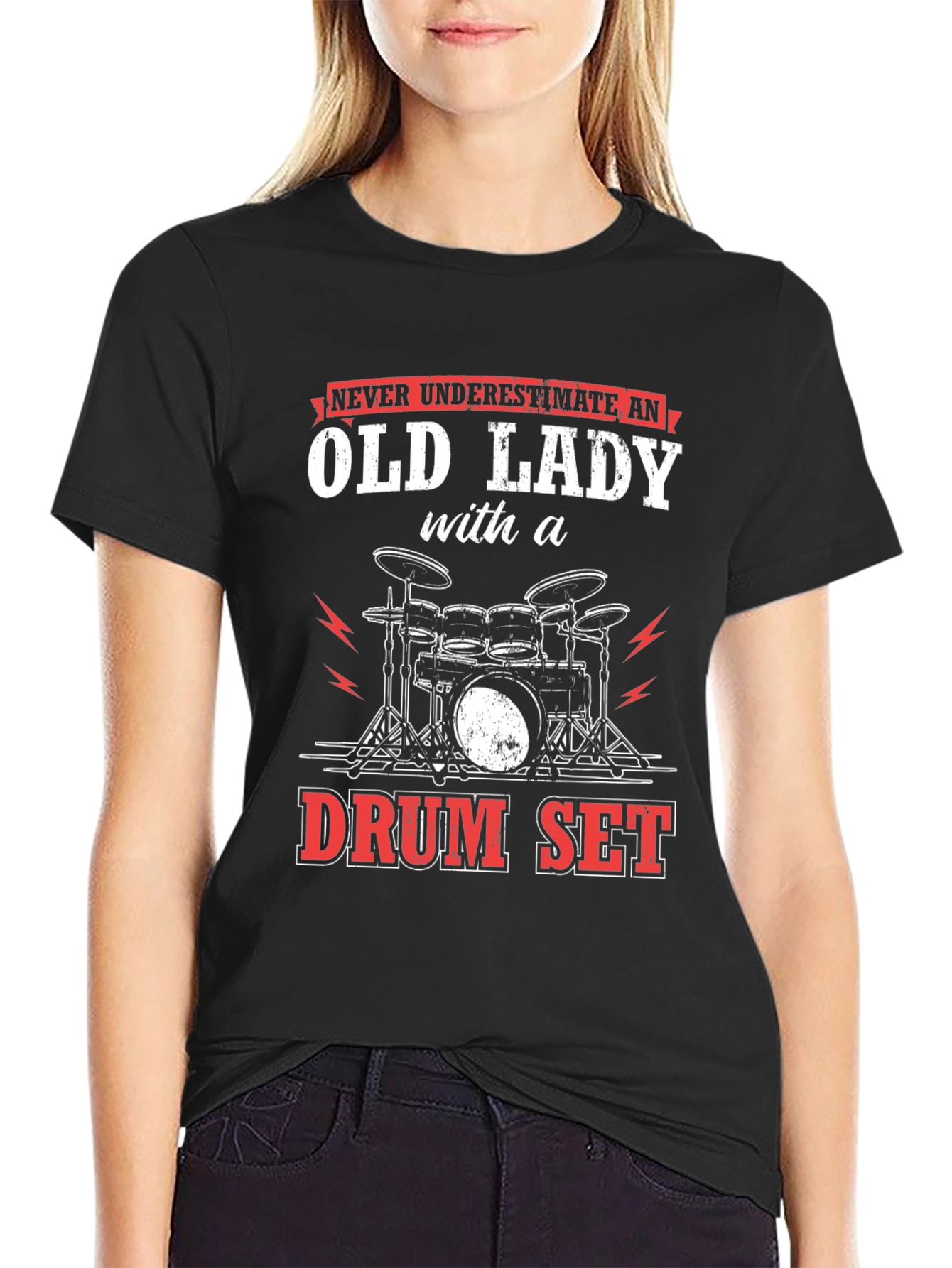 Funny Old Lady Drummer T-Shirt