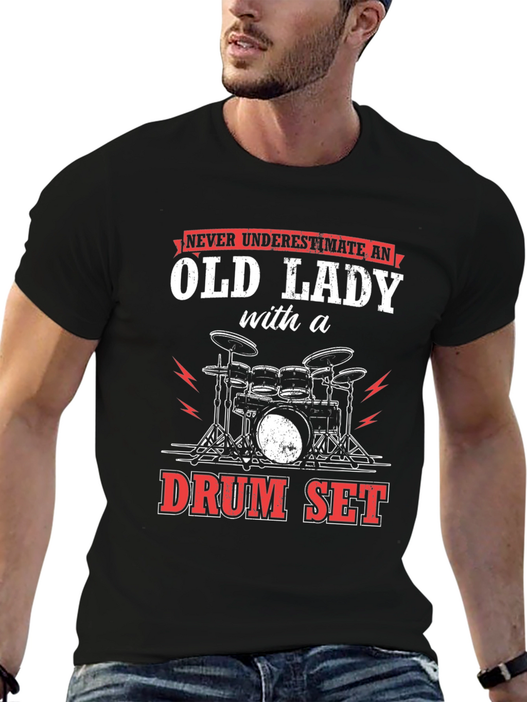 Funny Old Lady Drummer T-Shirt