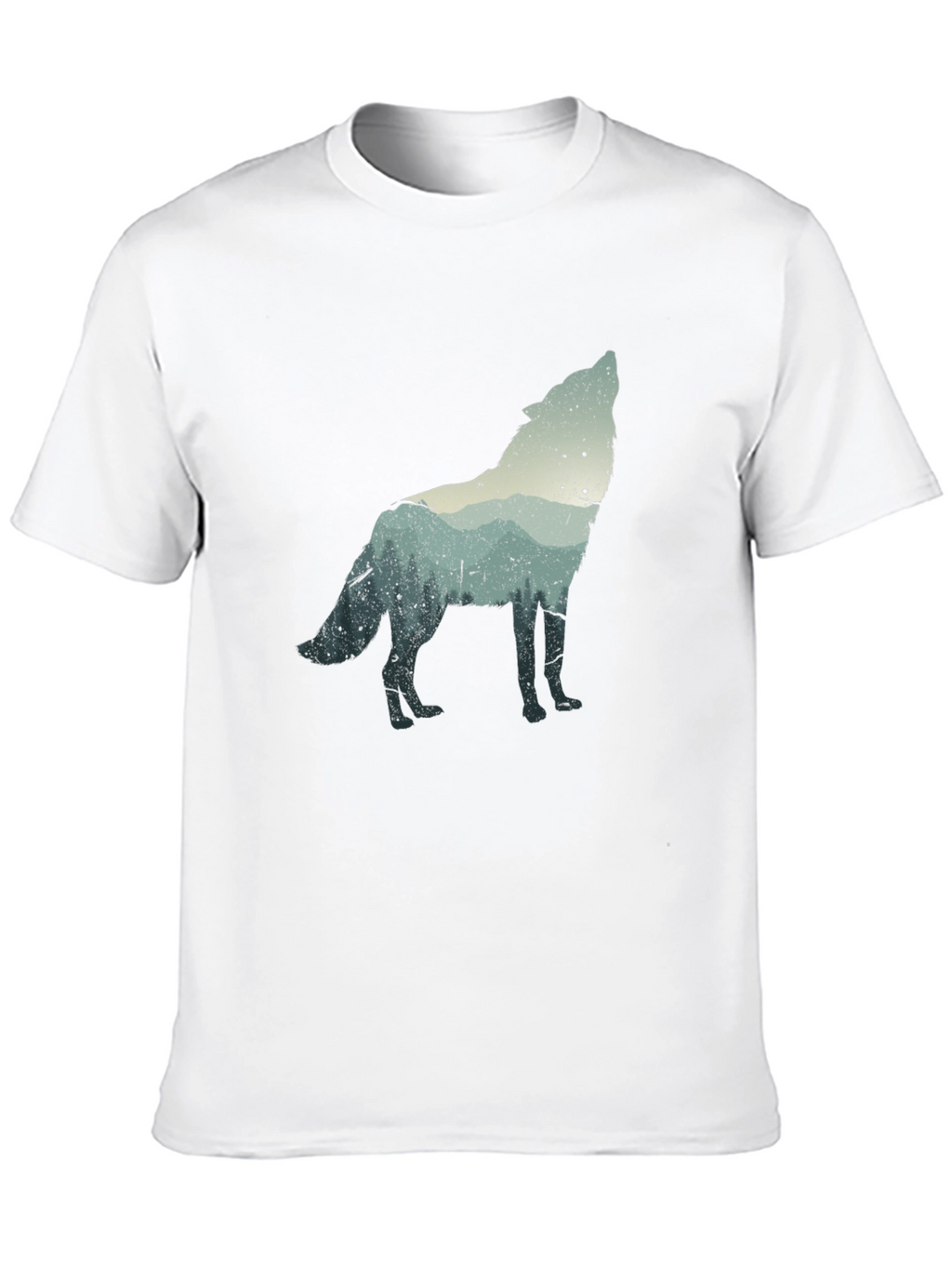 Wolf Silhouette Graphic Tee - Black Crew Neck