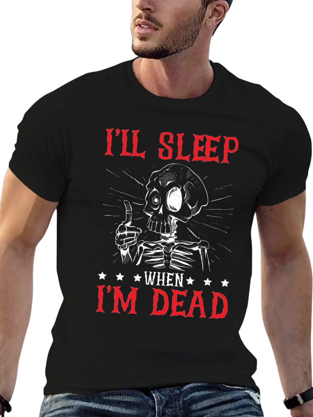 Ill Sleep When Im Dead Skeleton Graphic T-Shirt