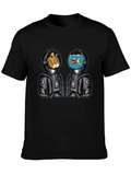 Cosmic Companions T-Shirt - Cat and Fish Astronauts
