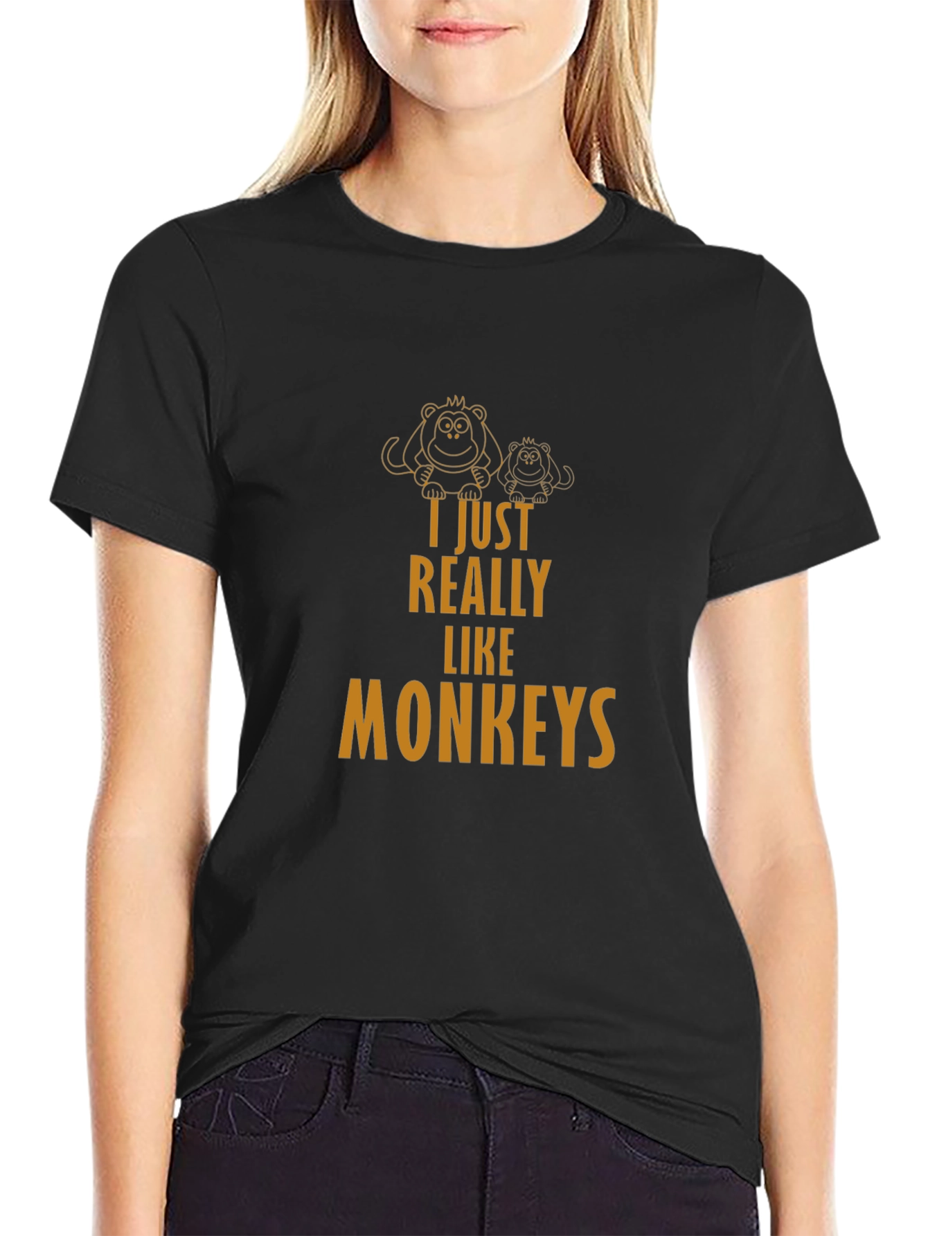 I Just Really Like Monkeys T-Shirt - Black Tee