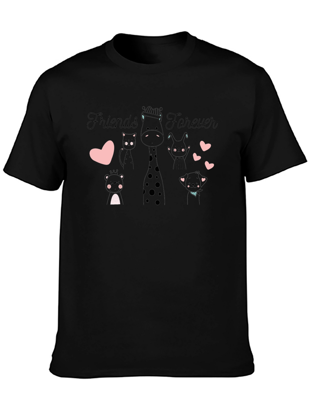 Friends Forever Black Graphic T-Shirt