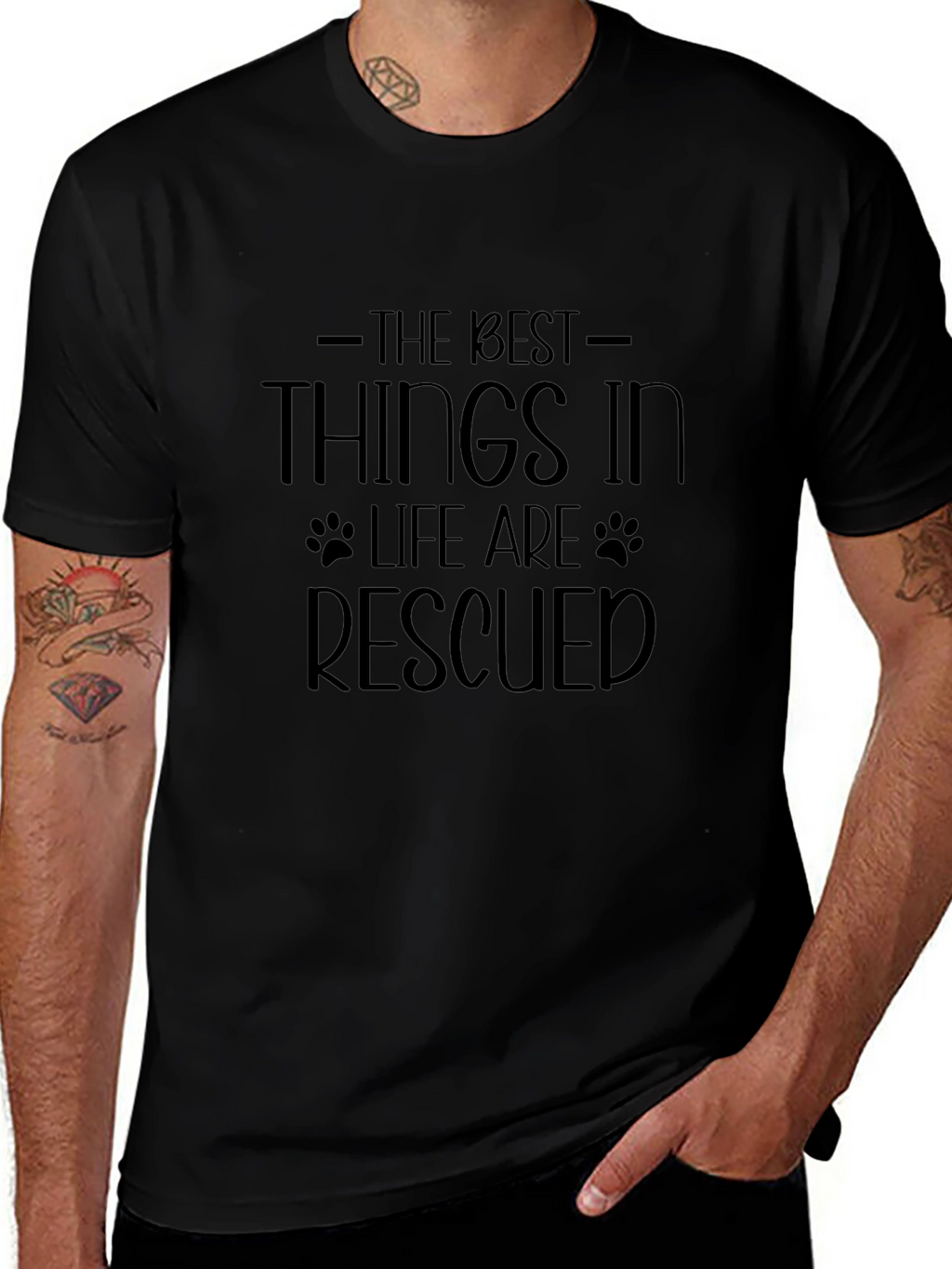 Rescued is Best Black T-Shirt