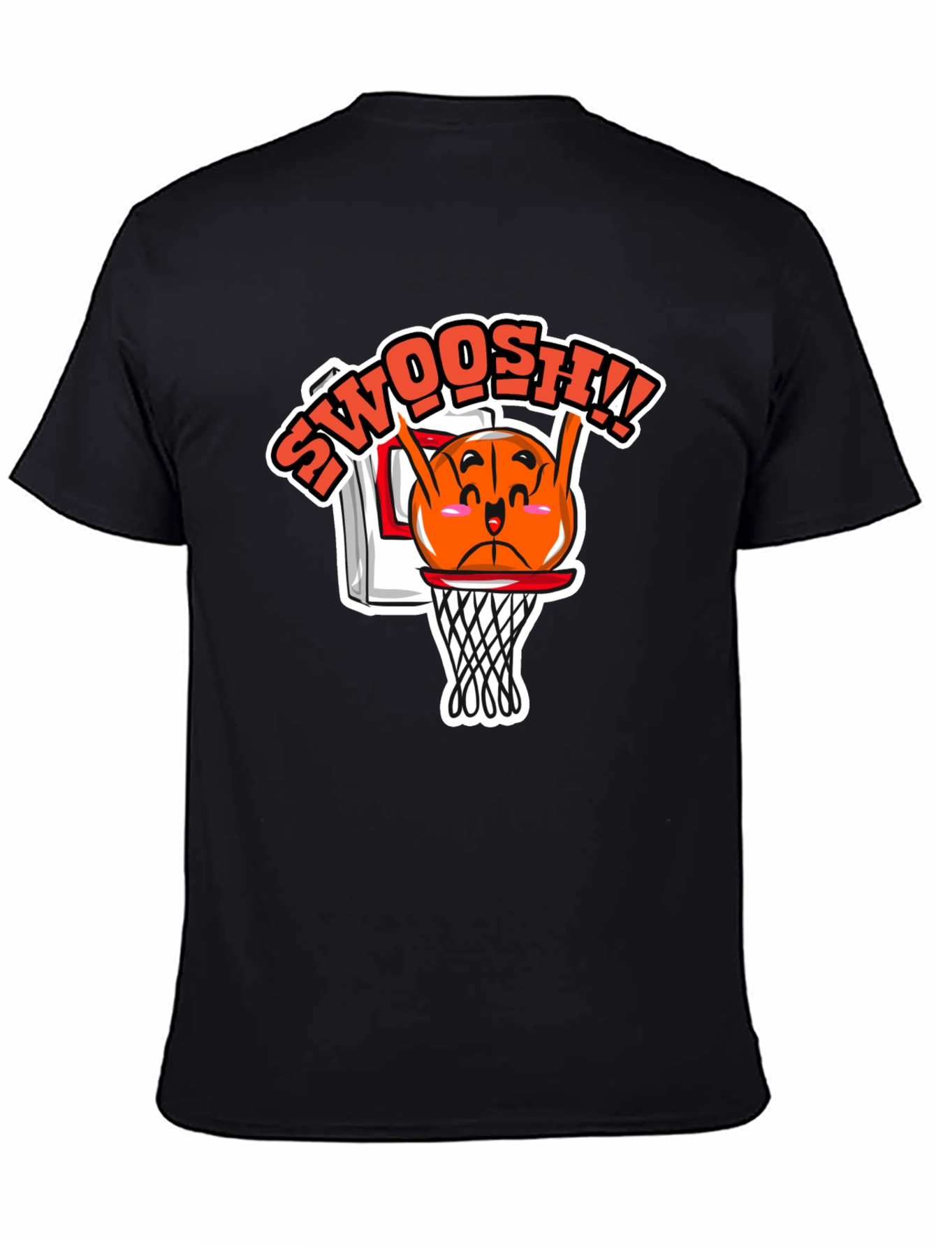 Funny Basketball Cartoon Black T-Shirt