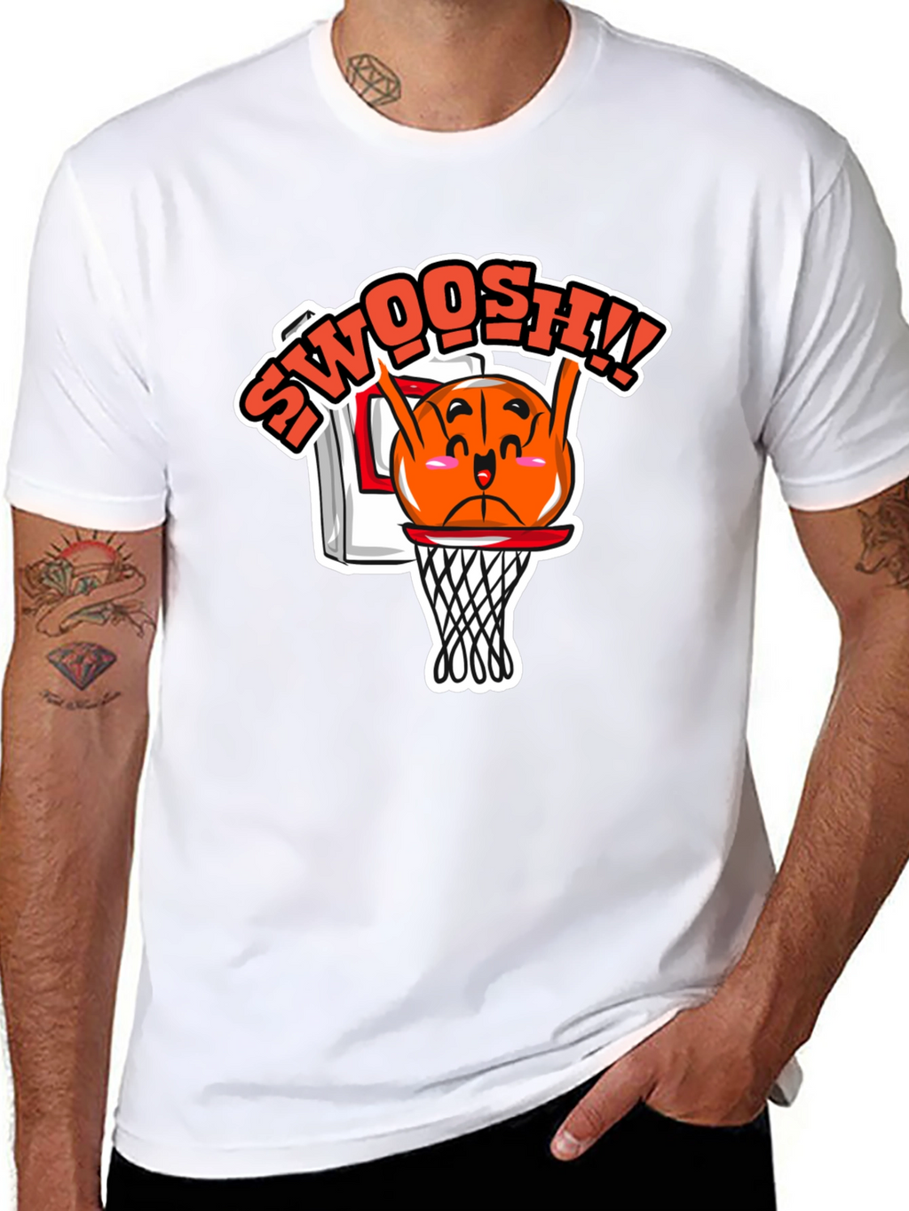 Funny Basketball Cartoon Black T-Shirt