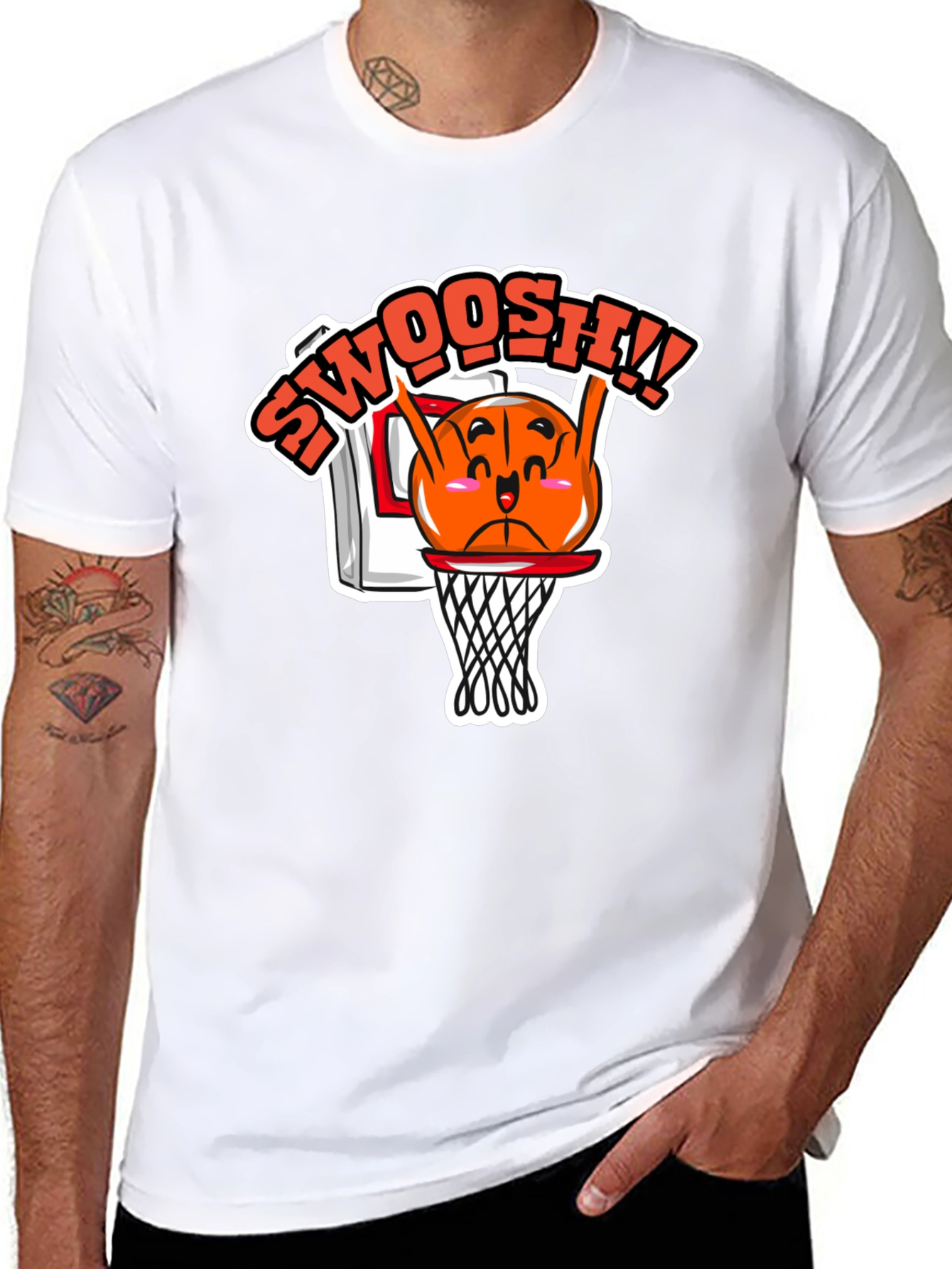 Funny Basketball Cartoon Black T-Shirt