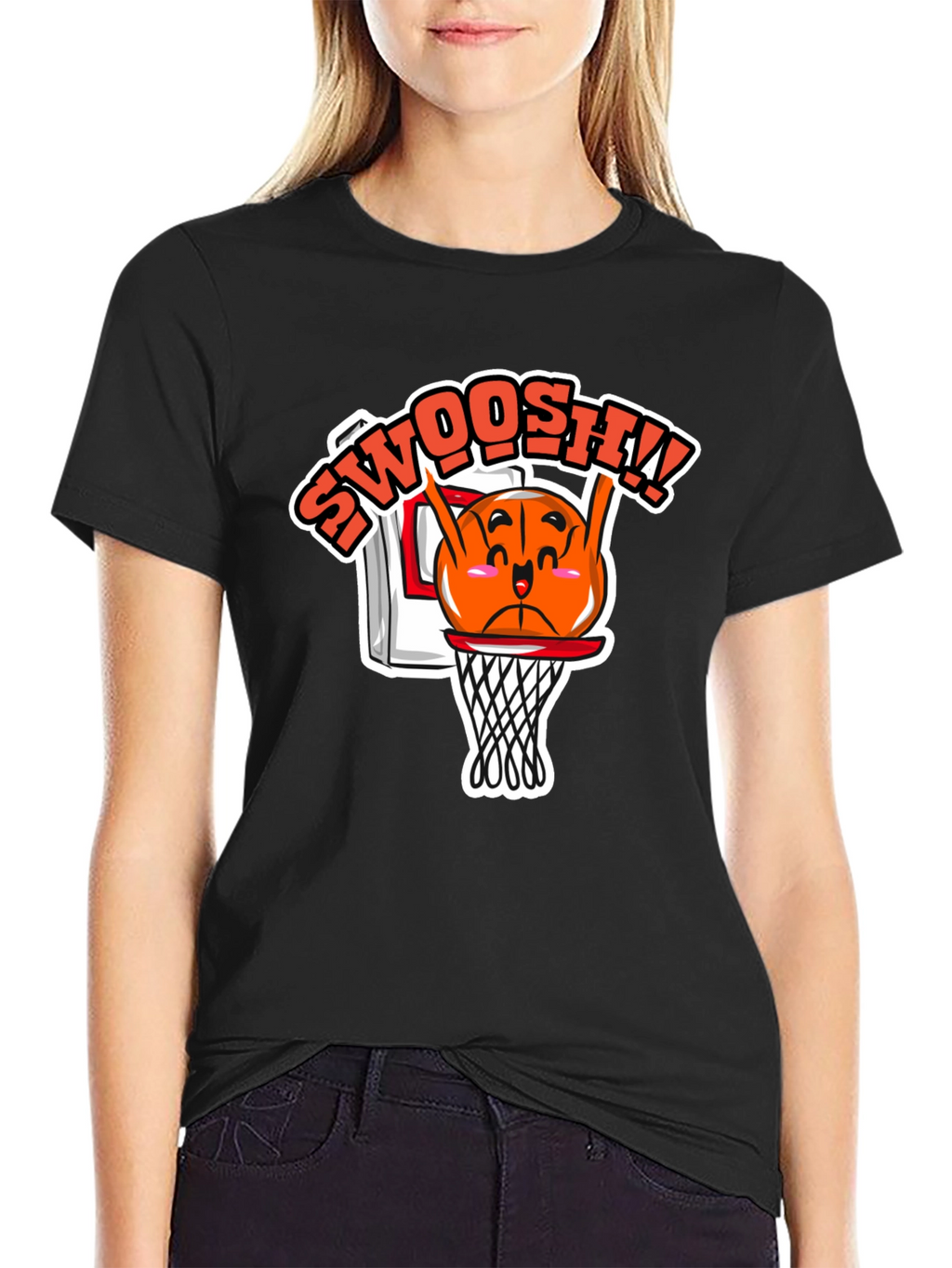 Funny Basketball Cartoon Black T-Shirt