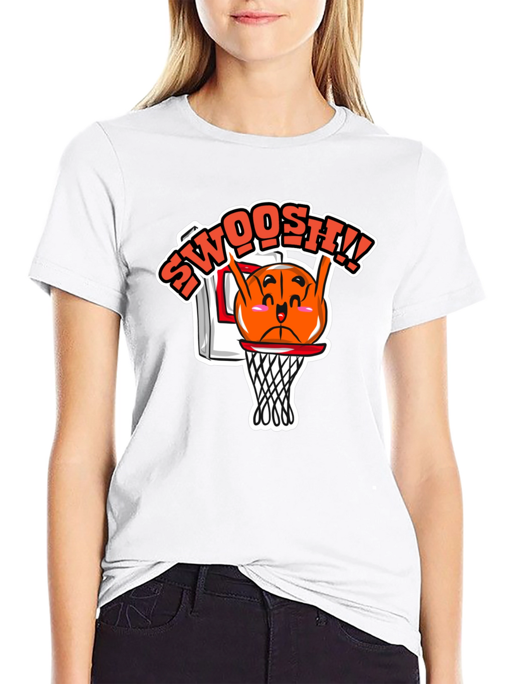 Funny Basketball Cartoon Black T-Shirt