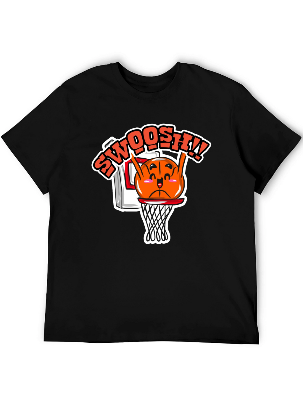 Funny Basketball Cartoon Black T-Shirt