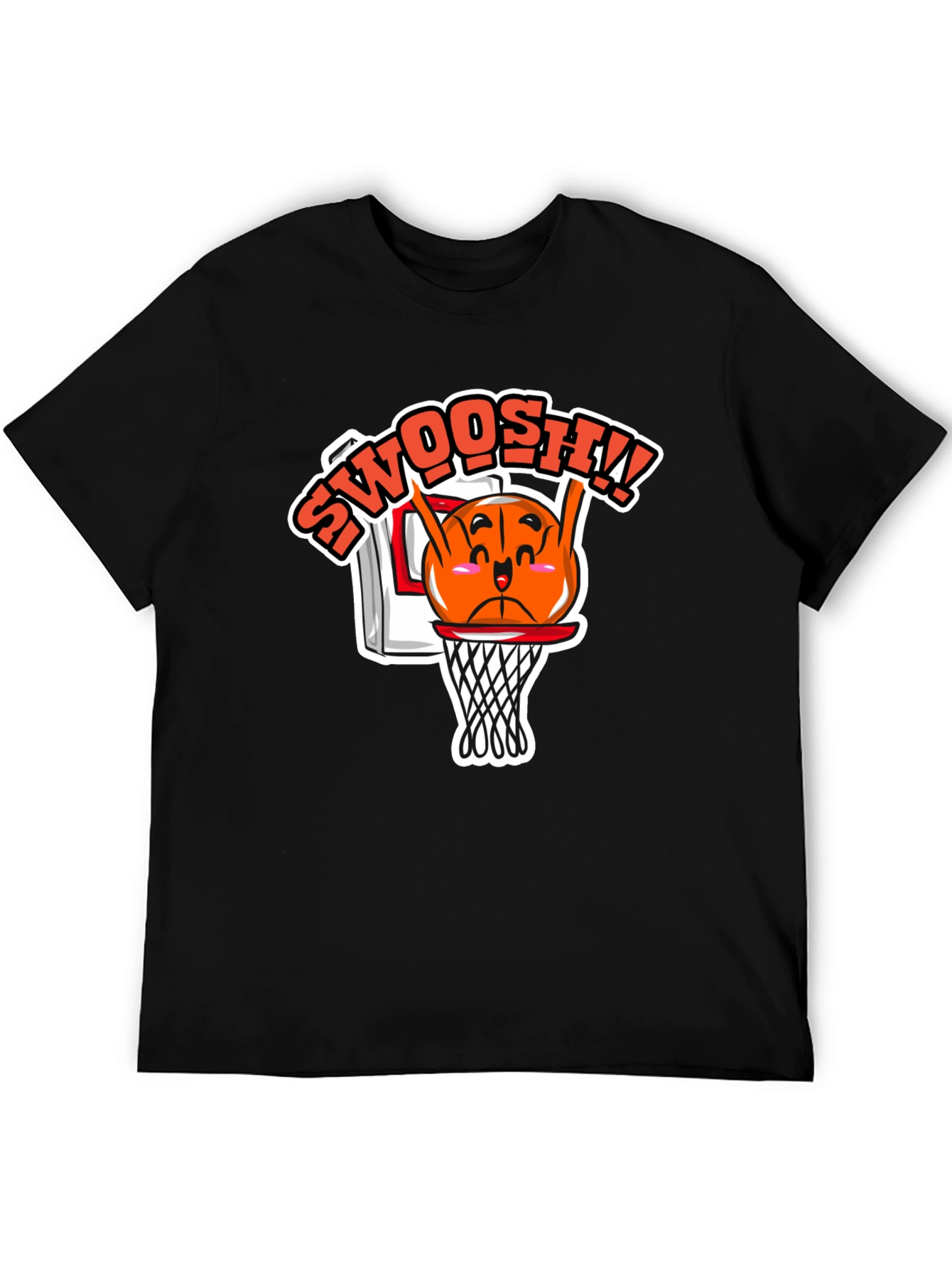 Funny Basketball Cartoon Black T-Shirt