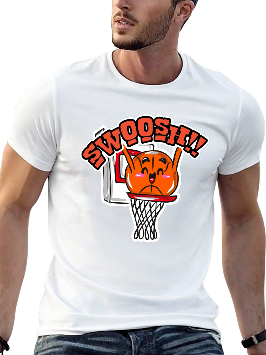 Funny Basketball Cartoon Black T-Shirt