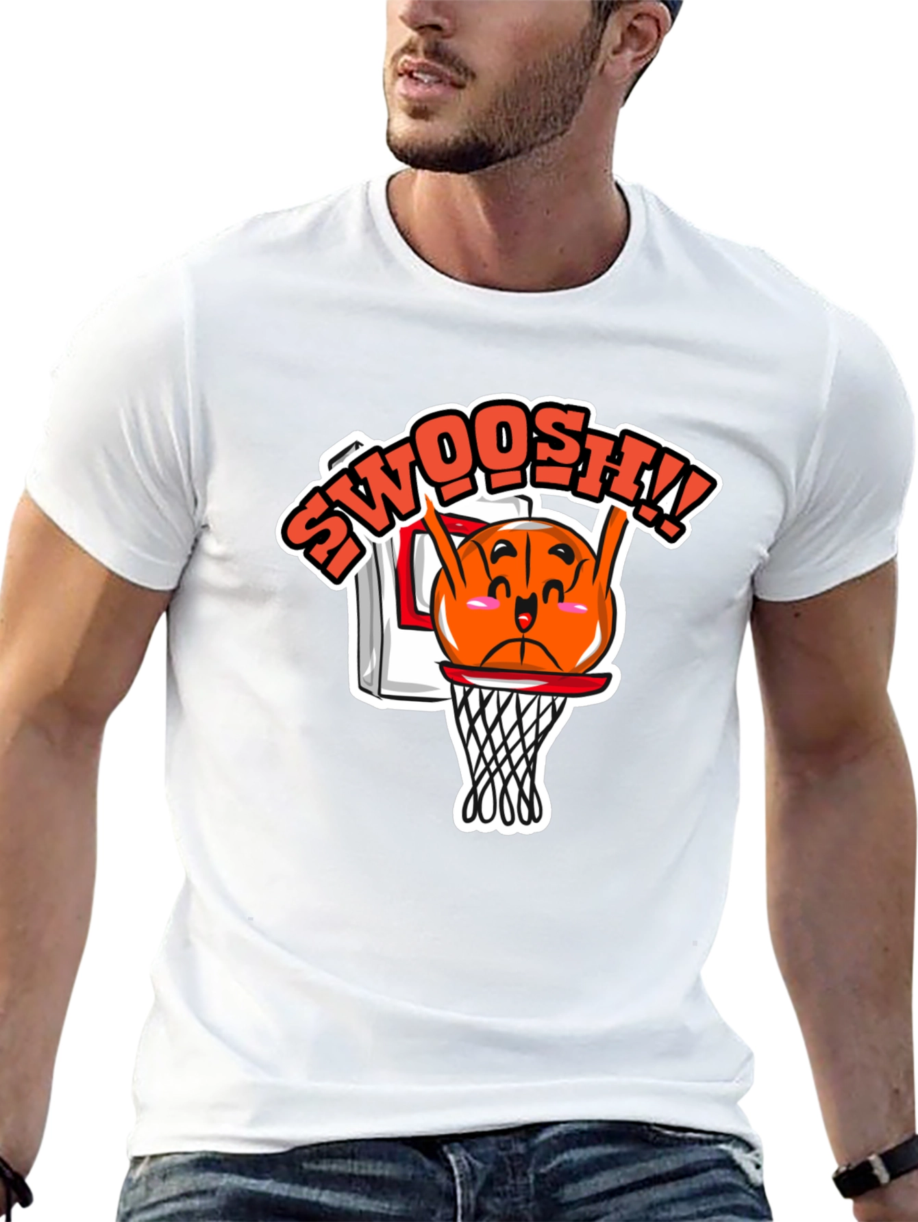 Funny Basketball Cartoon Black T-Shirt