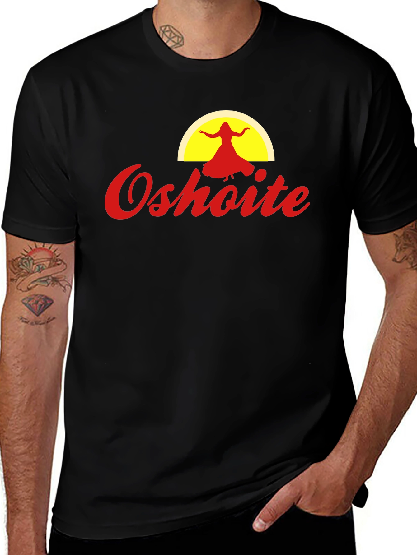 Oshoite Black T-Shirt - Yoga Dance Graphic Tee