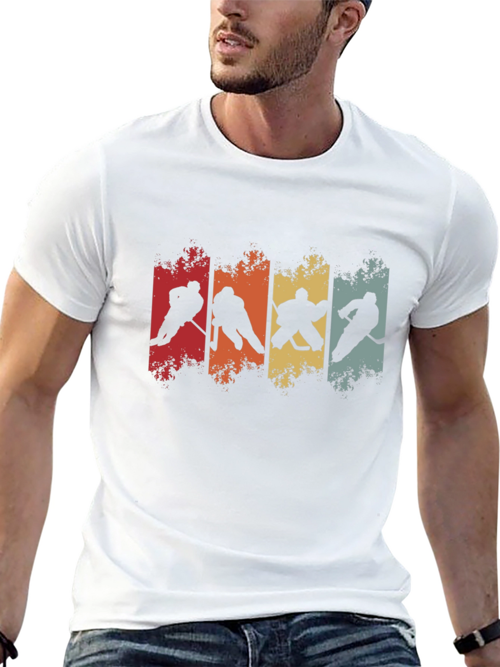 Retro Hockey Silhouette Graphic Tee