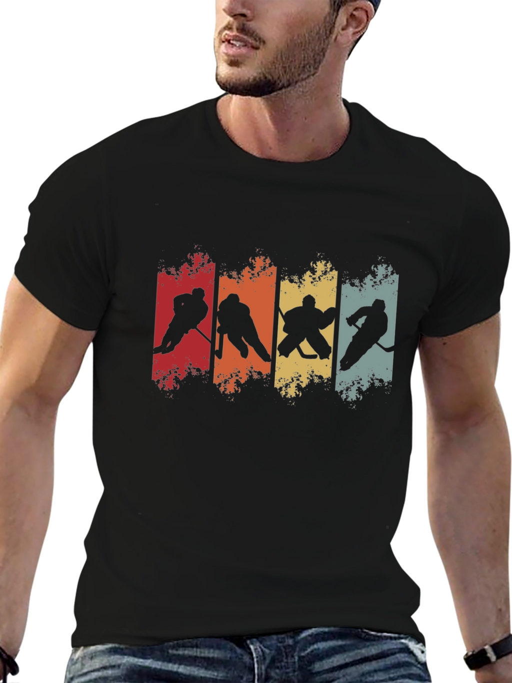 Retro Hockey Silhouette Graphic Tee
