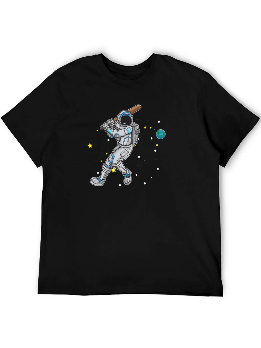 Astronaut Baseball Black T-Shirt