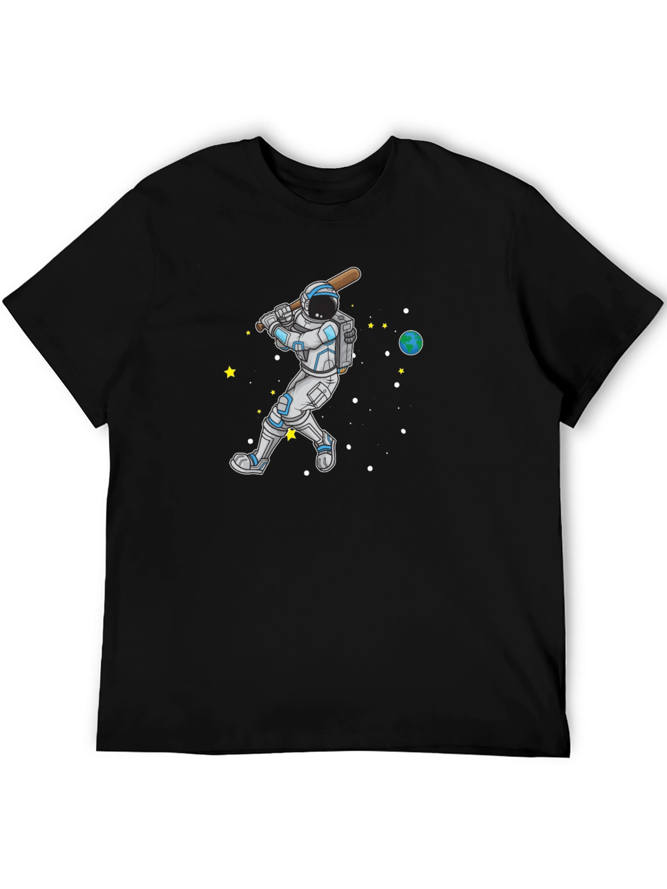 Astronaut Baseball Black T-Shirt