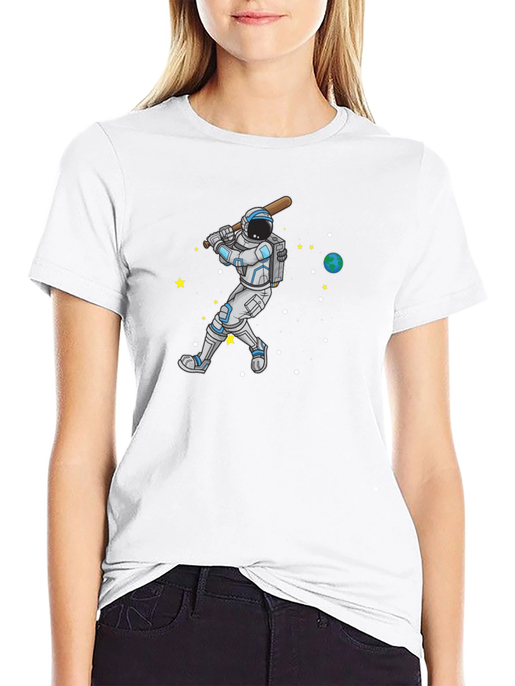 Astronaut Baseball Black T-Shirt