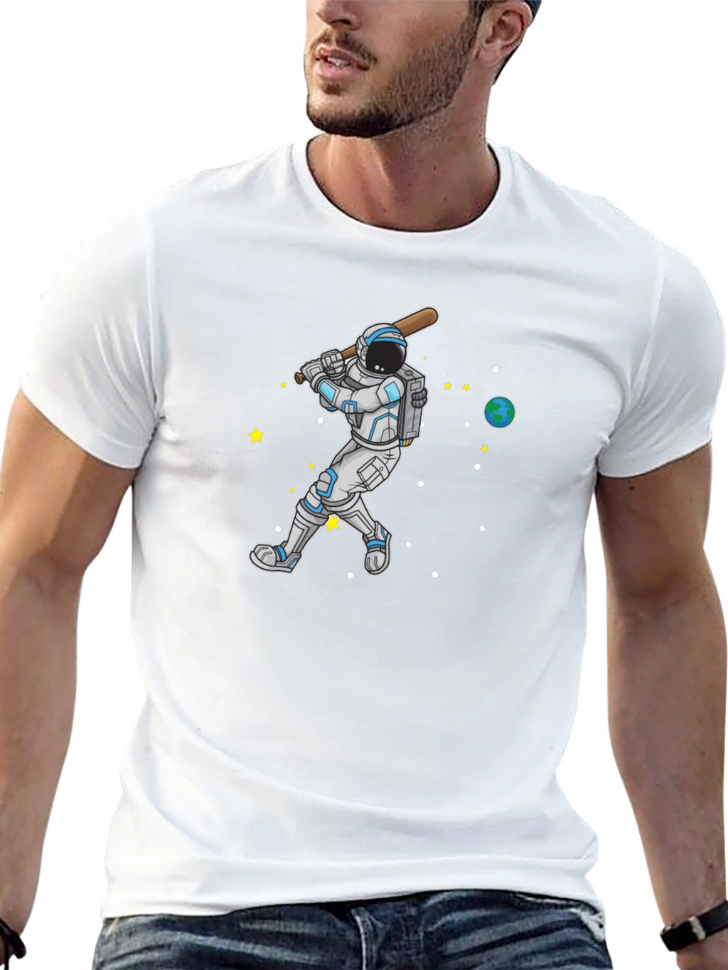Astronaut Baseball Black T-Shirt