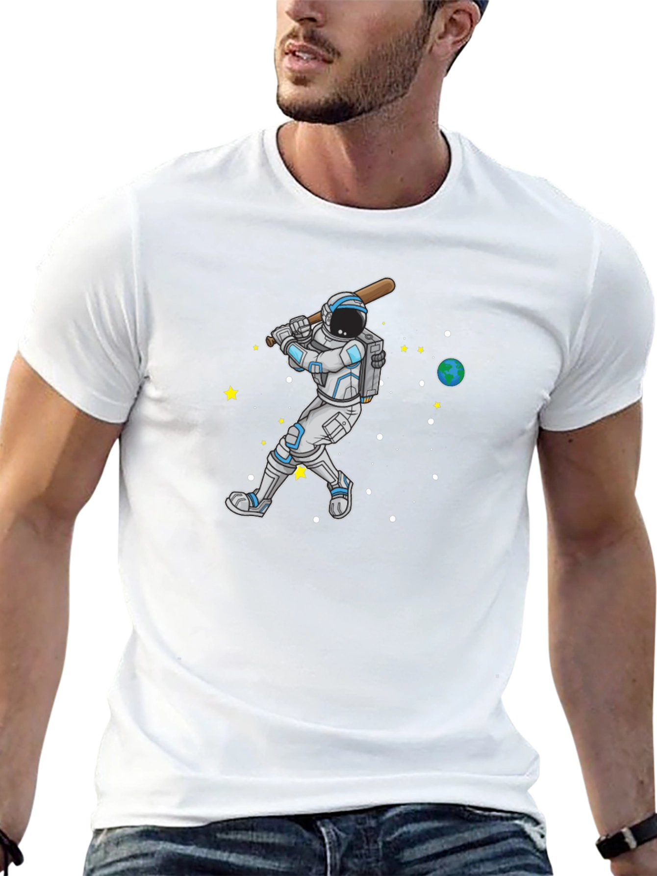 Astronaut Baseball Black T-Shirt