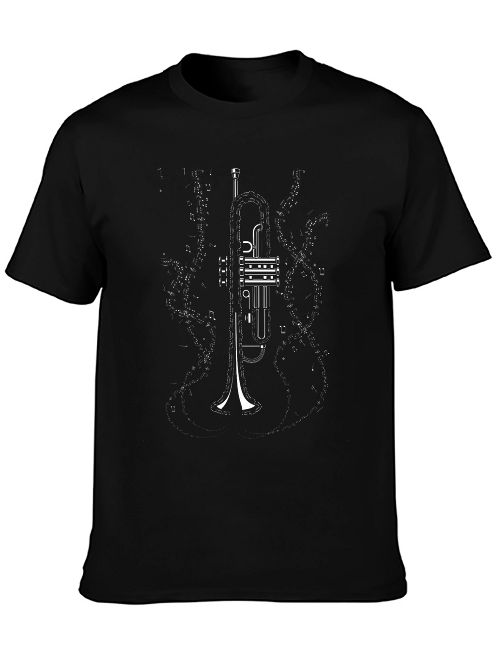 Trumpet Music Notes Black T-Shirt