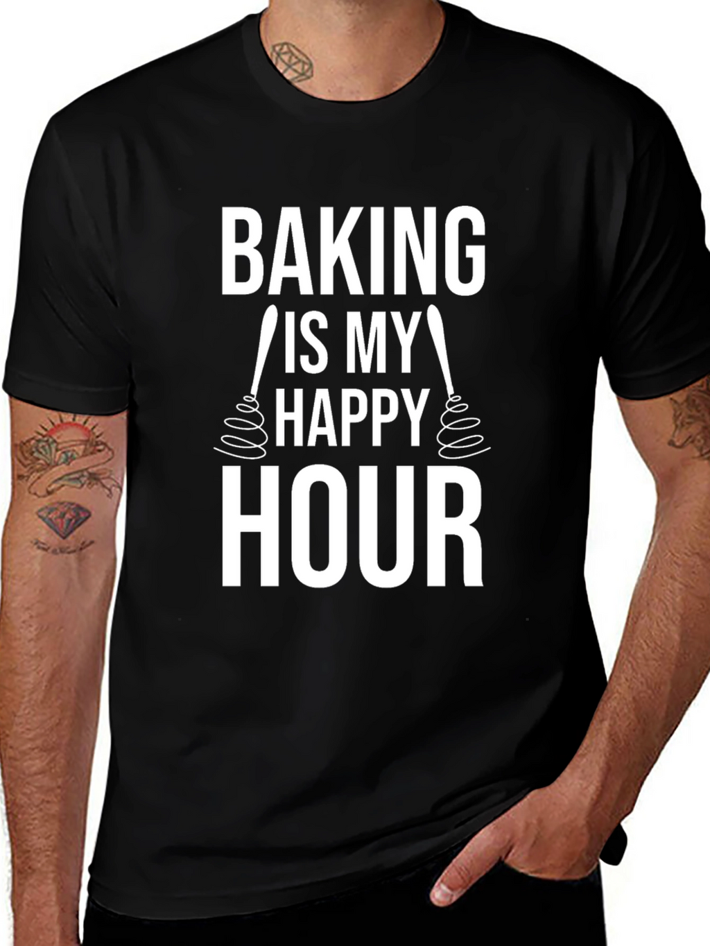 Baking Is My Happy Hour Black T-Shirt