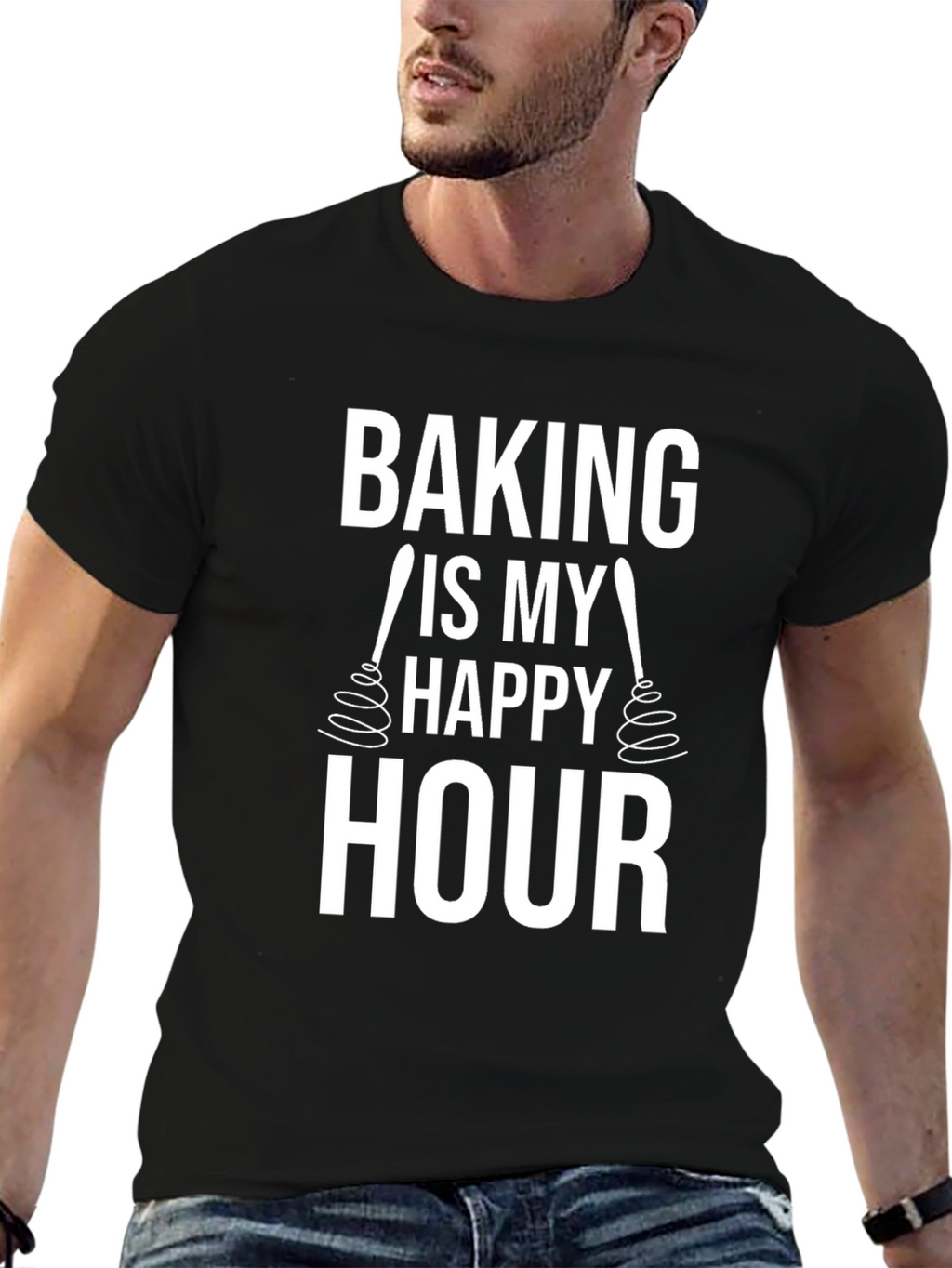 Baking Is My Happy Hour Black T-Shirt