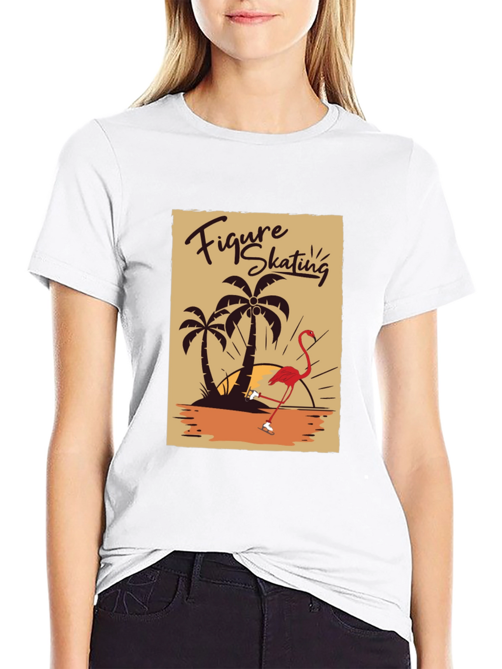 Figure Skating Flamingo Graphic Tee