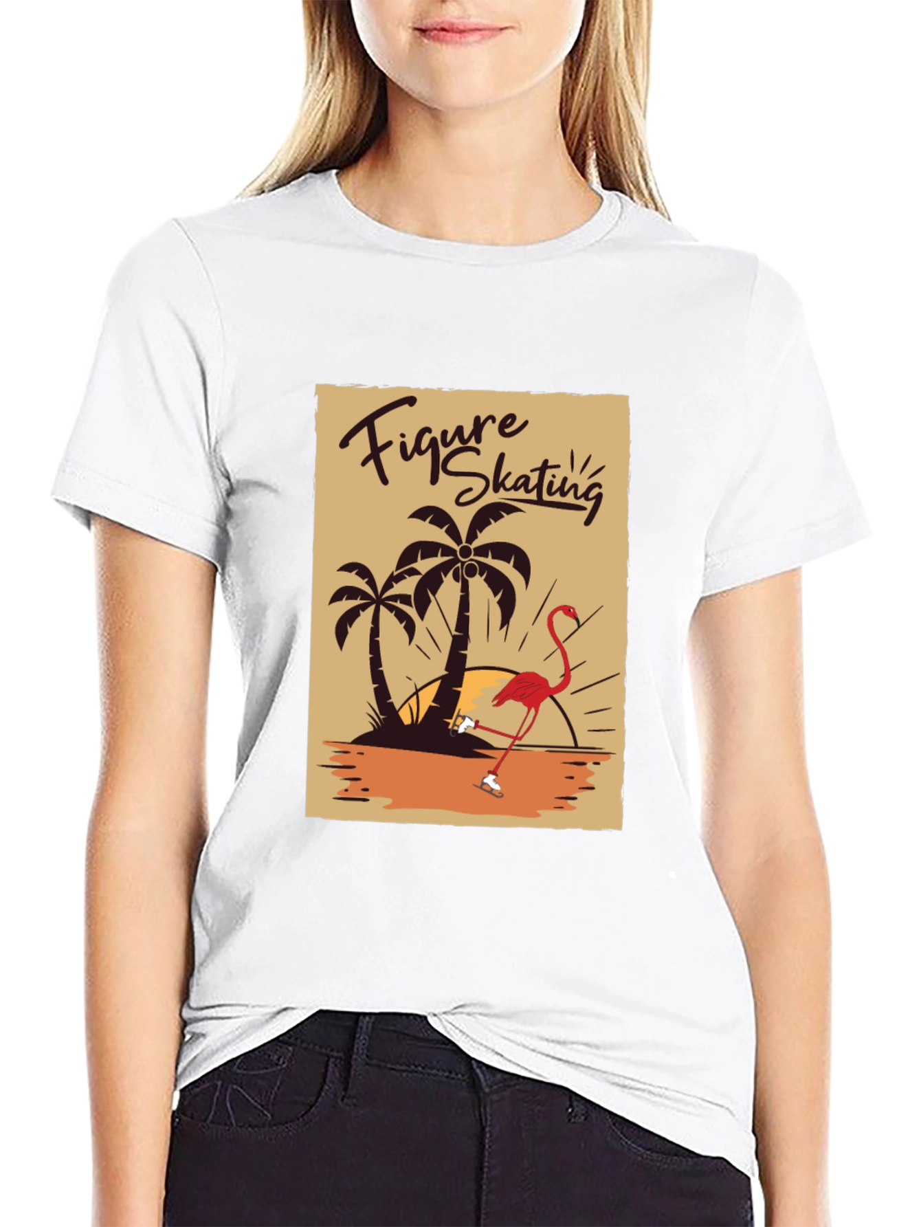 Figure Skating Flamingo Graphic Tee