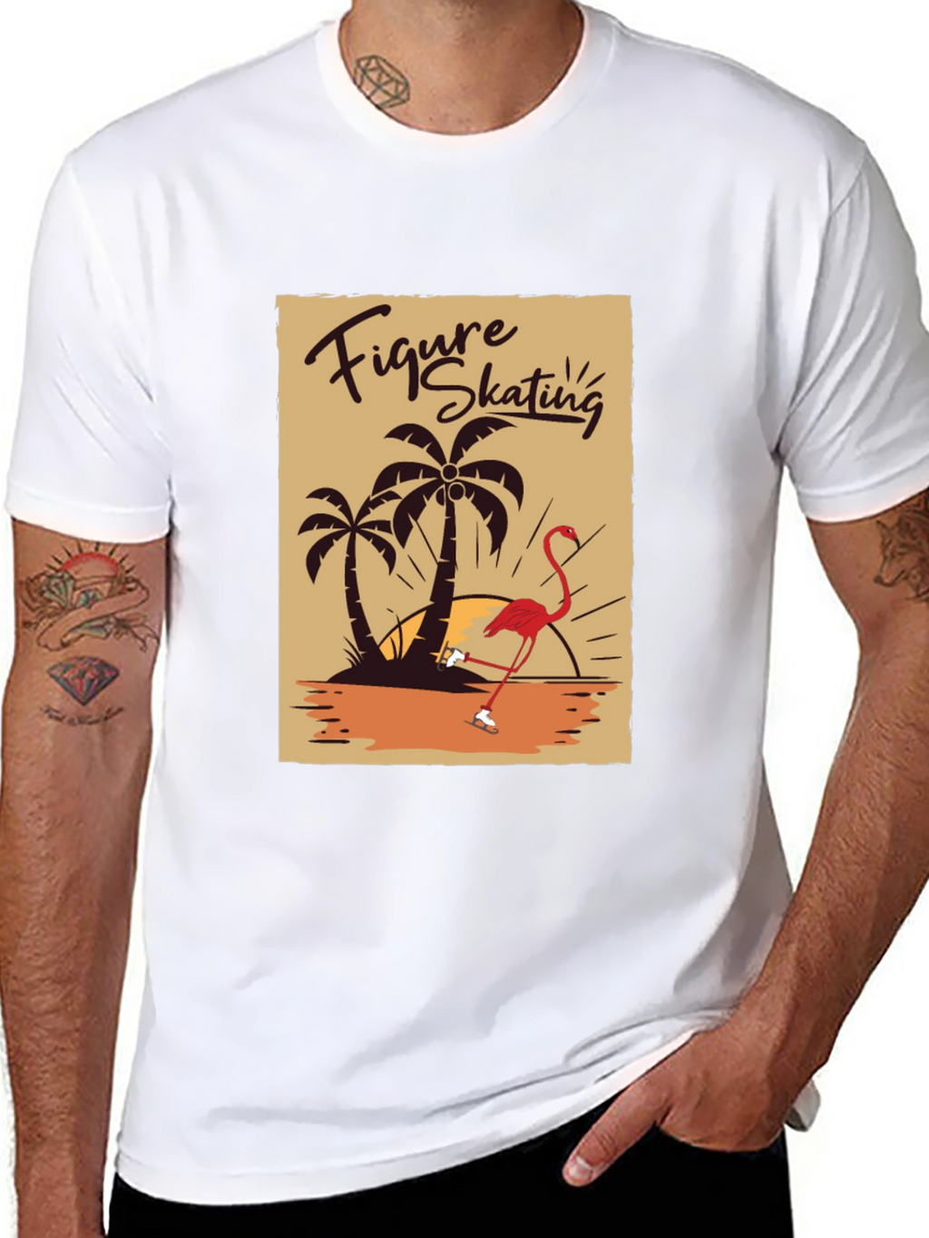 Figure Skating Flamingo Graphic Tee