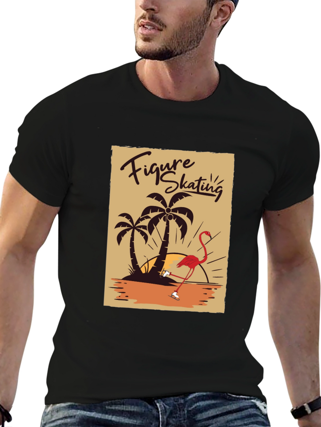 Figure Skating Flamingo Graphic Tee