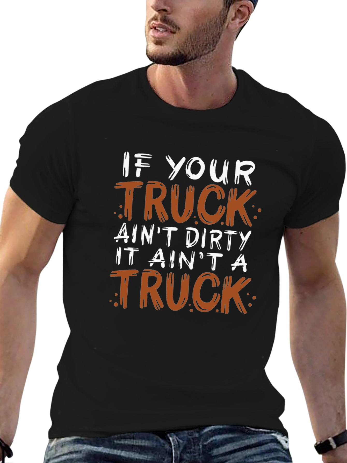 Dirty Truck Graphic Tee - Mens Black Cotton T-Shirt