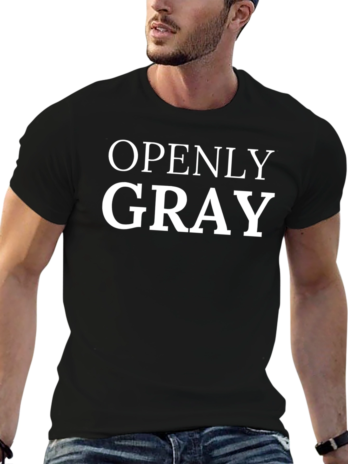 Openly Gray T-Shirt - Mens Black Crew Neck Tee