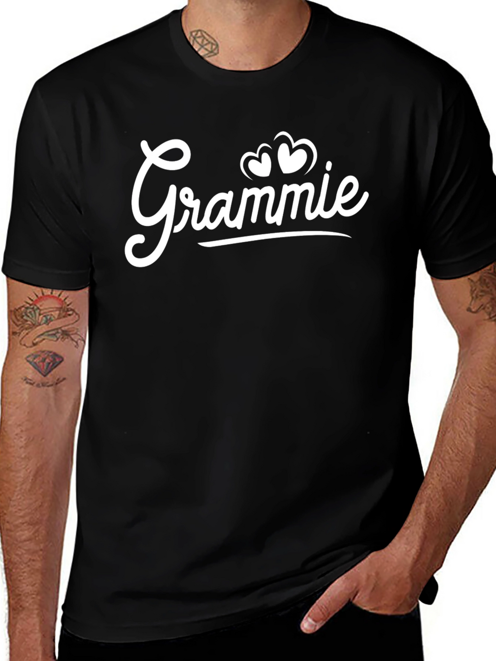 Grammie Hearts Graphic Black T-Shirt