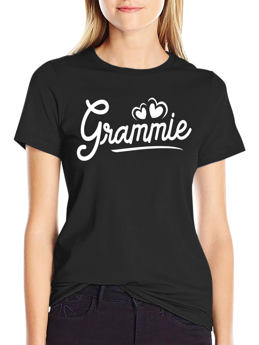 Grammie Hearts Graphic Black T-Shirt