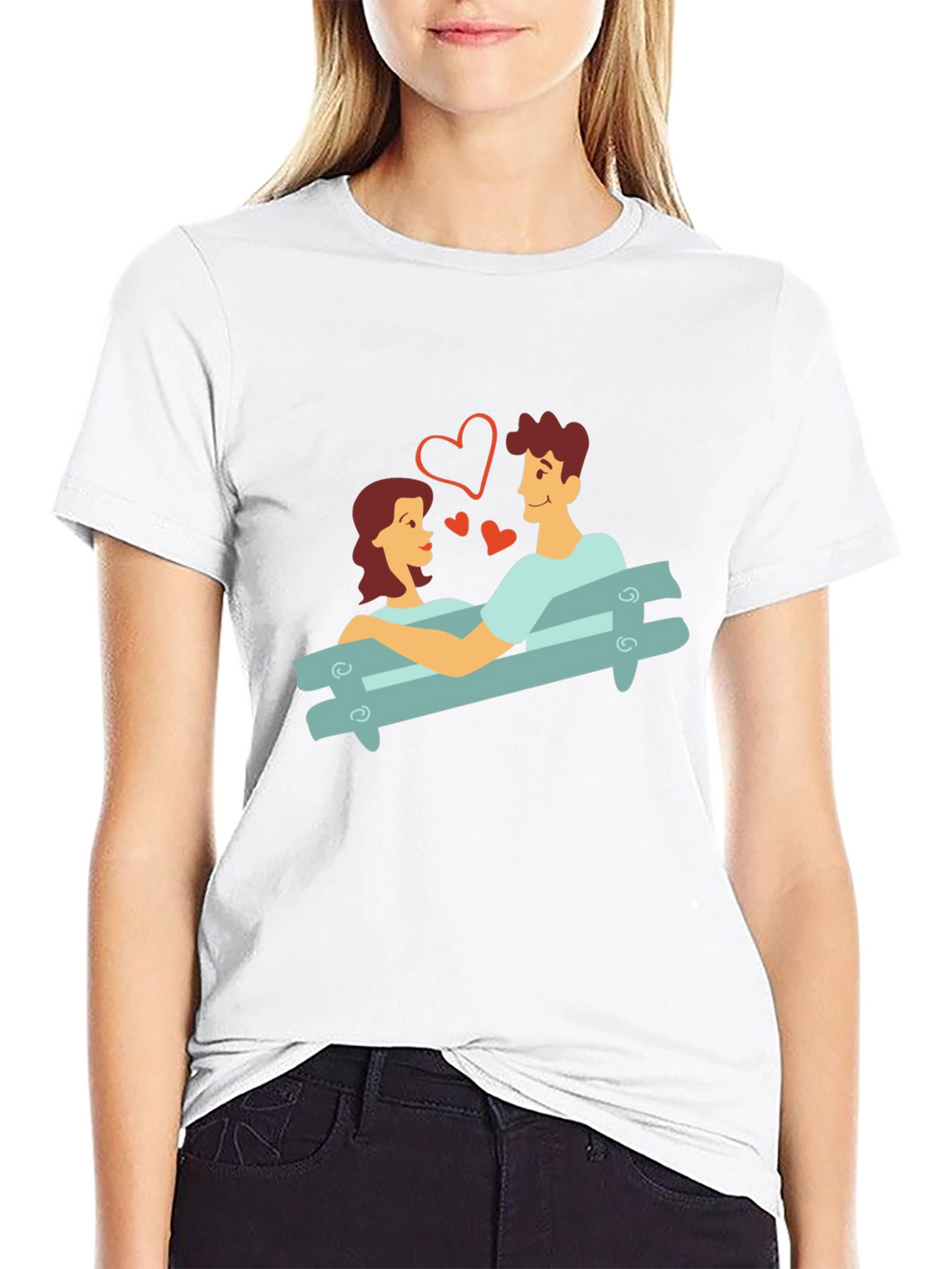 Romantic Couple on Bench Graphic Tee - Unisex