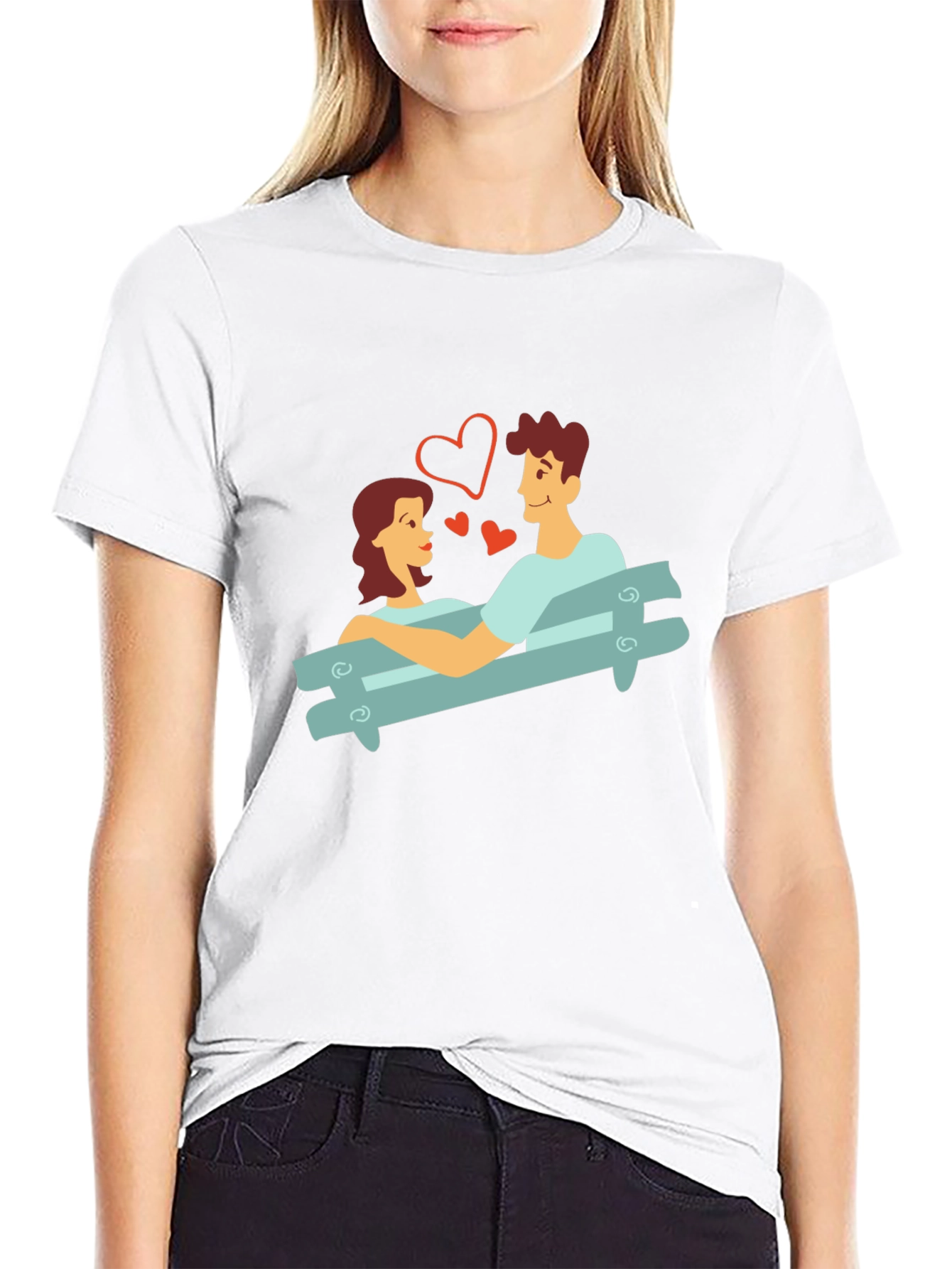 Romantic Couple on Bench Graphic Tee - Unisex
