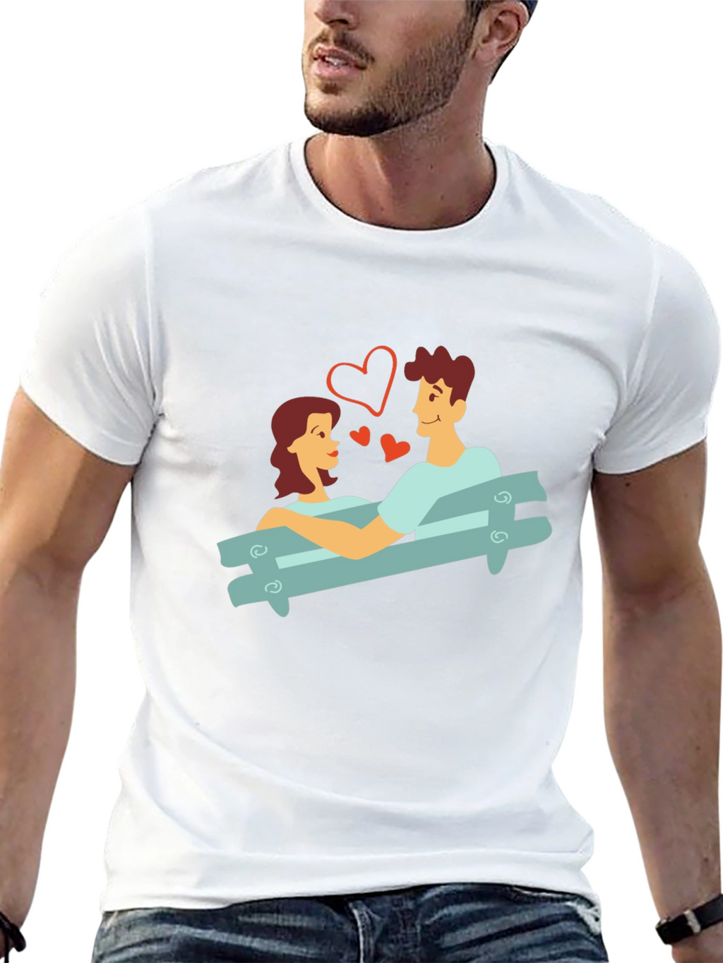 Romantic Couple on Bench Graphic Tee - Unisex