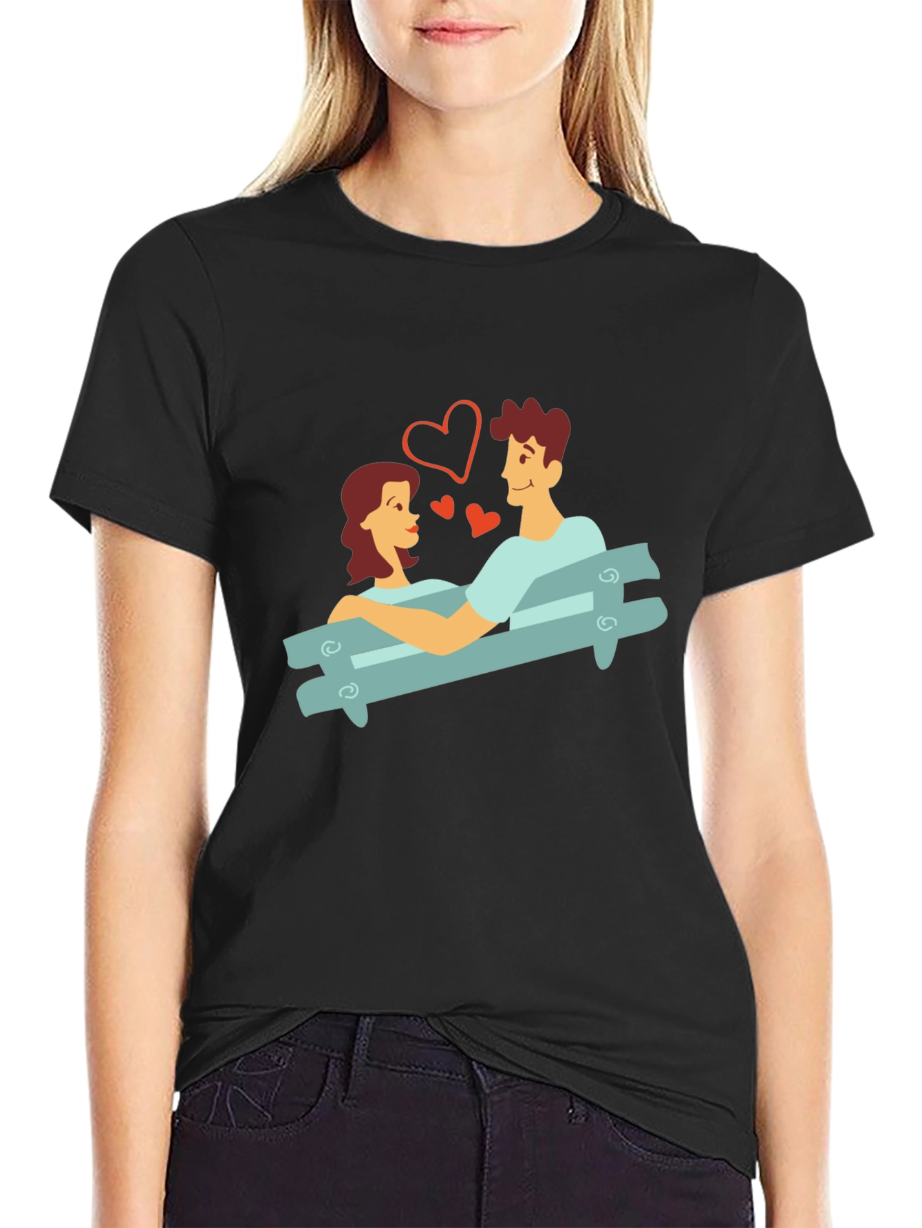 Romantic Couple on Bench Graphic Tee - Unisex