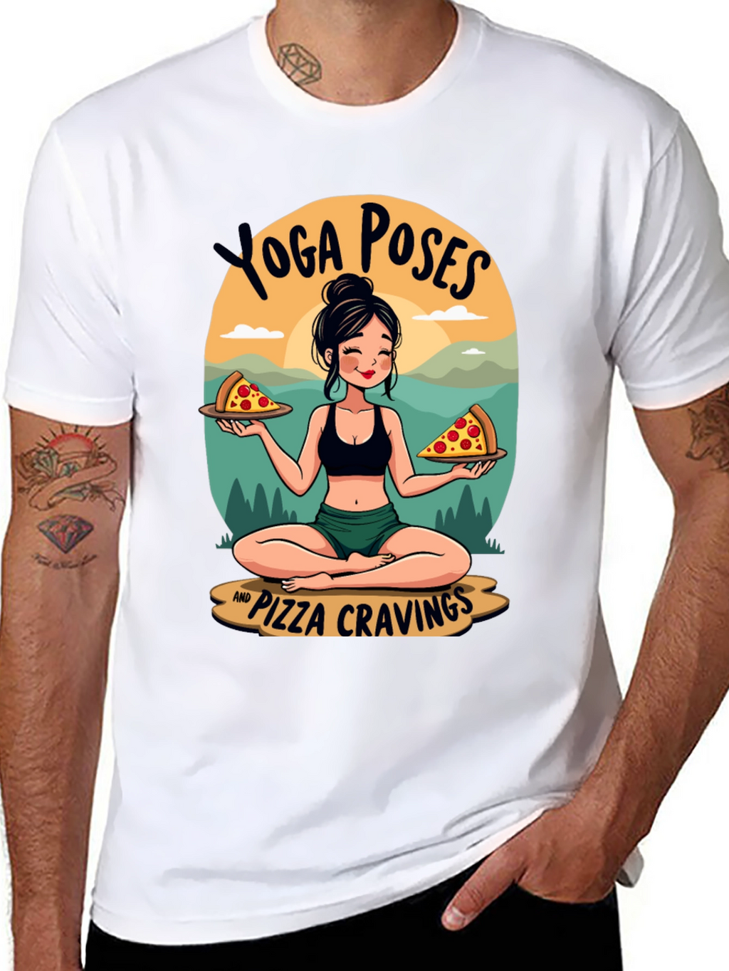 Yoga Poses and Pizza Cravings T-Shirt