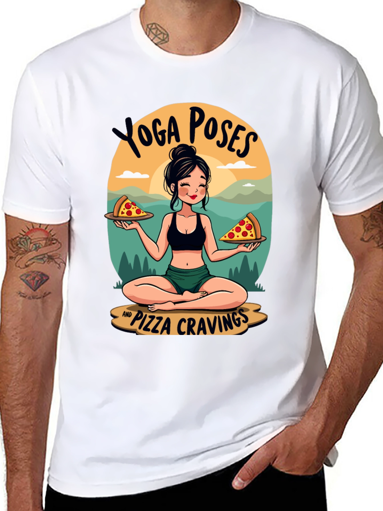 Yoga Poses and Pizza Cravings T-Shirt