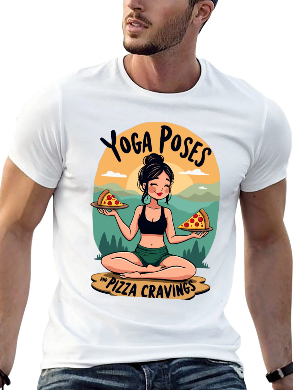 Yoga Poses and Pizza Cravings T-Shirt