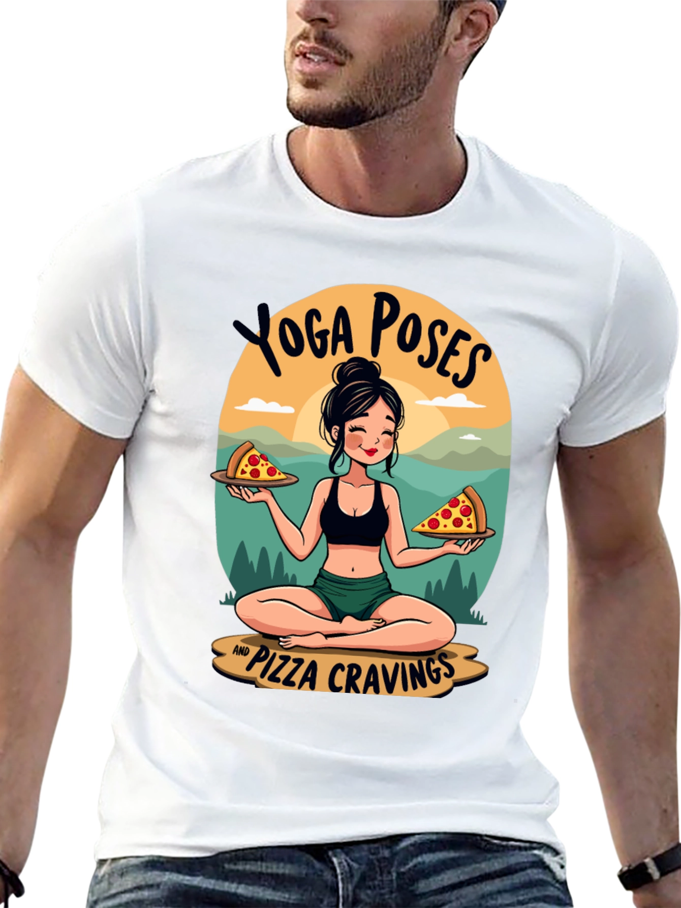 Yoga Poses and Pizza Cravings T-Shirt